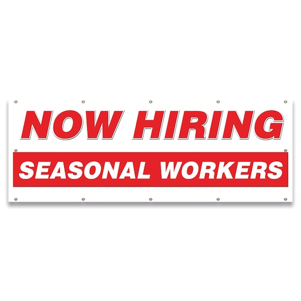 Now Hiring Seasonal Workers Banner Apply Inside Accepting Application Single Sided